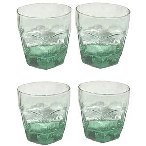 Vintage (4) Libbey
Chivalry Green Low Ball Drinking Glasses Hexagonal Textured